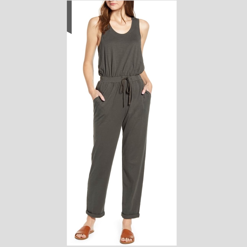 Caslon Solid Sleeveless Slub Jumpsuit